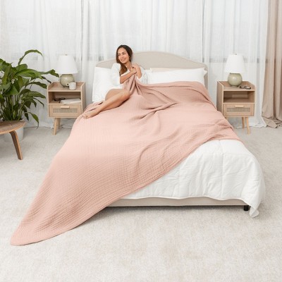 Blush Queen Muslin Cotton Cooling Throw Blanket