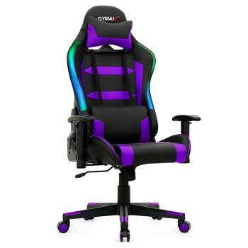 Costway Gaming Chair Adjustable Swivel Computer Chair w/ LED Lights & Remote