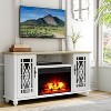 Festivo Farmhouse 62" TV Stand for TVs up to 70" with Fireplace White - 2 of 4