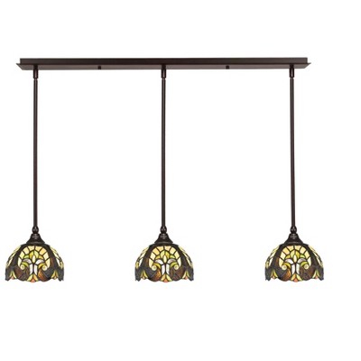 Toltec Lighting Any 3 - Light Chandelier in  Dark Granite with 7" Amber Dragonfly Art Glass Shade