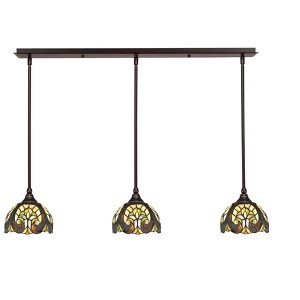 Toltec Lighting Any 3 - Light Chandelier in  Dark Granite with 7" Amber Dragonfly Art Glass Shade - 1 of 1
