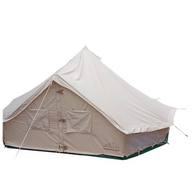 Naysaye Camping Tents Bell Tent Luxury 4 Seasons Mongolian Yurt for Family Camping 4M Cotton Canvas Tent, White