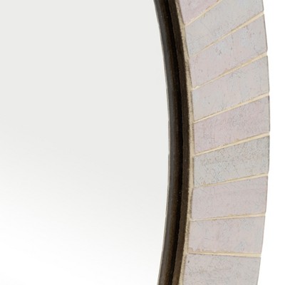 24" Round Gold Mosaic Wood Wall Mirror