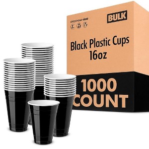 Stock Your Home 16-oz Black Disposable Plastic Cups (1000 Count)