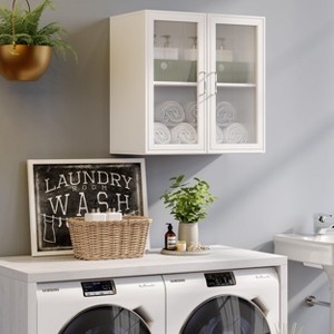 24Inch W Kitchen Wall Cabinets with 4 Acrylic Glass Doors for Kitchen, Laundry,or Bathroom - 1 of 4