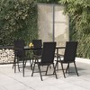 vidaXL Garden Dining Set Black Powder-coated steel, glass, PE Rattan - 63" table length 4 - 2 of 4