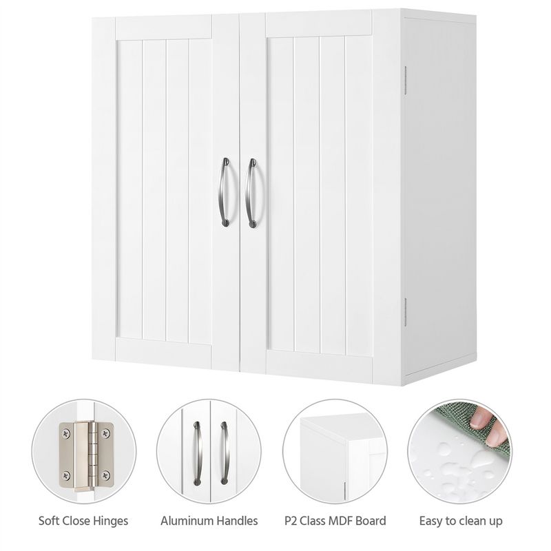 Yaheetech Wall Mount Cabinet Storage Organizer with Adjustable Shelf, White, 4 of 6