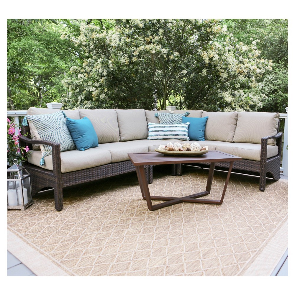 Augusta 5pc Wicker Corner Sectional - Tan - Leisure Made