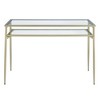 Modern 2 Tier Glass Top Writing Desk with Metal Legs Gold - Saracina Home - 2 of 4
