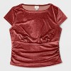 Women's Ruched Velour T-Shirt - A New Day™ - 4 of 4