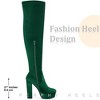 BLISSFUL STEP Platform Thigh High Boot Velvet Over the Knee Boots for Women - 2 of 4