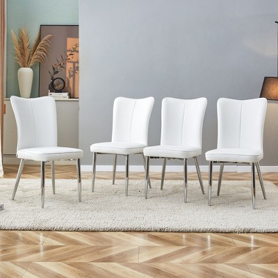 NicBex Modern Faux Leather Dining Chairs, Comfy Thickened Backrest & Metal Legs Side Chairs for Kitchen Office Bedroom