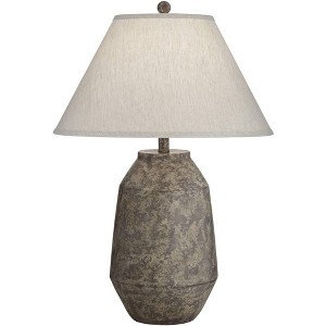 Pacific Coast Lighting Lagos 28" Tall Jar Country Cottage Table Lamp Brown Dark Terracotta Finish Single White Shade Living Room Bedroom Bedside - 1 of 4