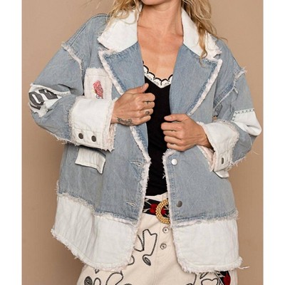 Women's Twill Denim Heart Back Jacket - POL