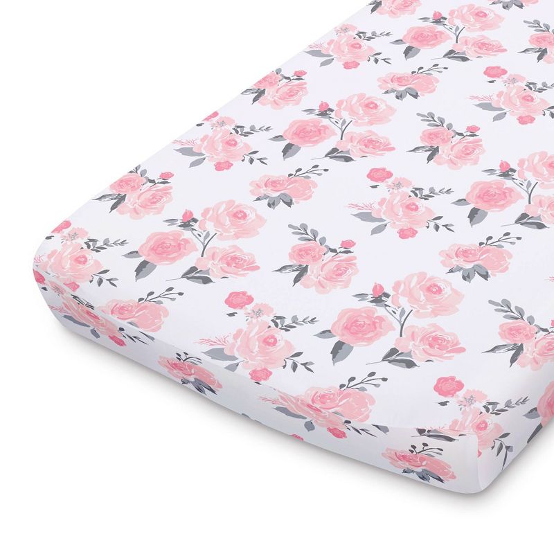 The Peanutshell Changing Pad Covers - Pink Roses/Floral 2pk, 3 of 8