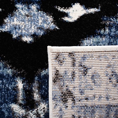 Blue Rectangular Hand-knotted Synthetic Area Rug