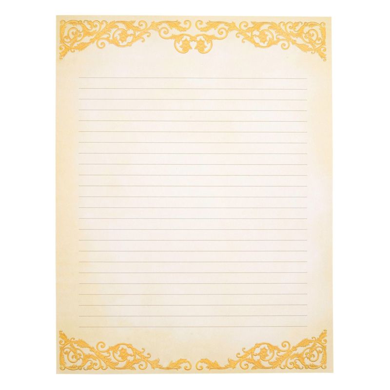 Pipilo Press 48-Pack Vintage-Style Lined Stationary Paper for Writing Letters, Old Fashioned Paper, Fancy Lined Paper, Ivory (Letter Size, 8.5x11 in), 5 of 8