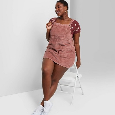 plus size cord pinafore