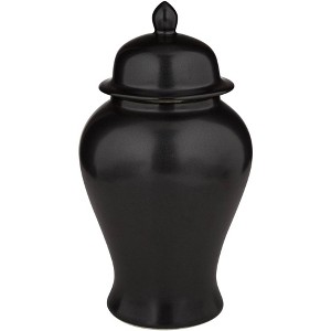 Dahlia Studios Alfano 10.75" High Onyx Black Ceramic Ginger Jar Urn with Lid - 1 of 4