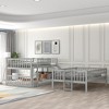 Full Over Full Triple Bunk Bed with Convertible Ladder and Slide, Triple Bed with Guardrails, White/Gray/Espresso - ModernLuxe - 3 of 4