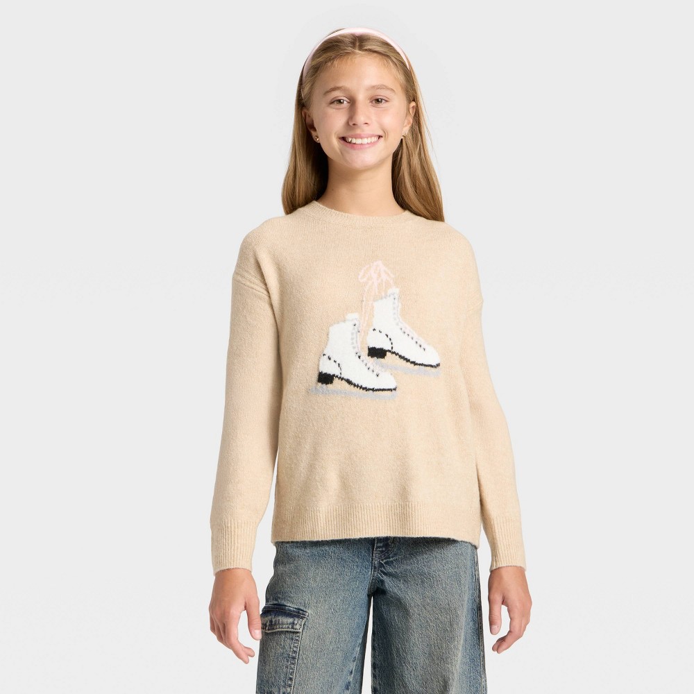 Girls' Graphic Novelty Sweater - art class™ Beige L