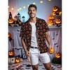 Mens Halloween Christmas Shirts Funky Santa Button Down Shirt Printed Short Sleeve Bowling - 2 of 4