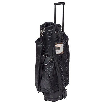 Club Champ Golf Transport Cart Bag with Wheels 14-Way Top - Black Polka Dot