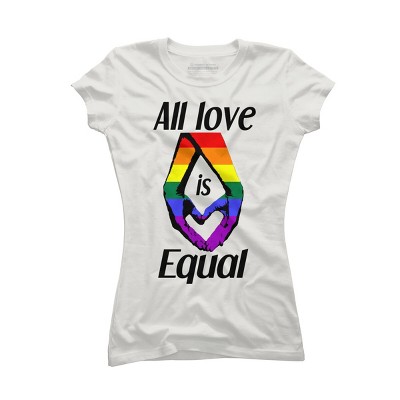 Adult Design By Humans Love is Equal Holding Hands Pride Flag By dnlribeiro88 T-Shirt