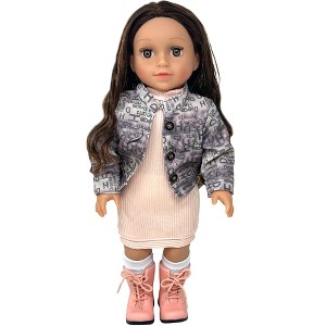 18 Inch Dolls with Soft Hair – Soft Body 18 inch Doll, Poseable Vinyl Arms & Legs, Dress Outfit – Cute 18" Doll Set for Girls - 1 of 4