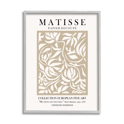 Stupell Matisse Beige Florals Modern Exhibition Framed Giclee
