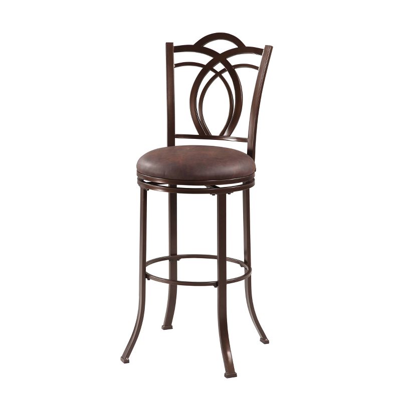 Colton Faux Leather Padded Seat Barstool Brown - Linon, 3 of 10