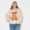 Women's Teddy Bear Pumpkin Graphic Sweatshirt - Beige - 2 of 3