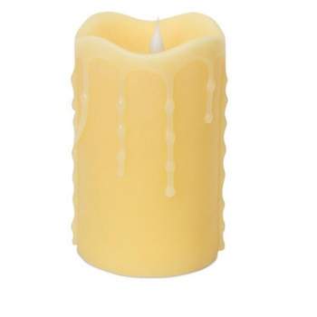 Melrose 5.25" Prelit LED Simplux Dripping Wax Flameless Pillar Candle with Moving Flame - Ivory