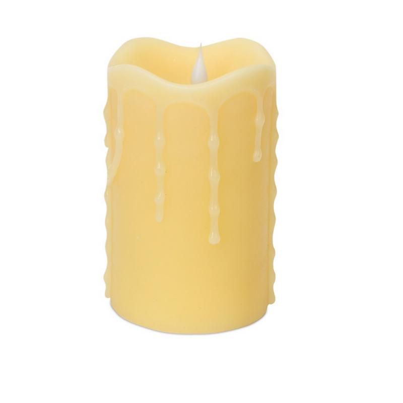 Melrose 5.25" Prelit LED Simplux Dripping Wax Flameless Pillar Candle with Moving Flame - Ivory, 1 of 4