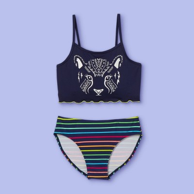 Girls' Leopard Print UV Color Change Bikini Set - More Than Magic™ XS
