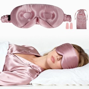 Unique Bargains 22 Momme Pure Silk Sleep Mask with Travel Pouch 1 Set - 1 of 4
