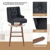 360 Degrees Swivel Bar Stool Set Of 2,Kitchen Chair With Footrest And Wood Legs,Linen Fabric Fixed Counter Height Chair-Cuddlewood - 4 of 4