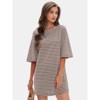 EXLURA Women's 2025 Summer Oversized Short Sleeve T Shirt Dress Casual Crew Neck Striped Tops Loose Sundress with Pockets - 3 of 4