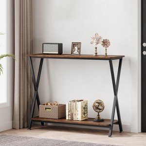 Narrow Console Table, 41" Wide Behind Couch Table, 2 Tier Entryway Tables with Storage Shelf for Living Room - 1 of 4