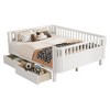 Angel Sar Full Size Wood Platform Bed for Kids, Low Profile Bed with Safety Rails and 2 Storage Drawers, White - 4 of 4