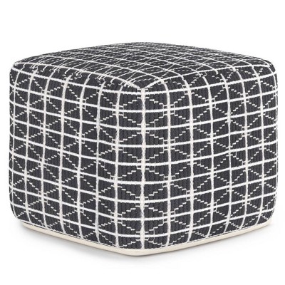 Image of Tatum Square Pouf Slate Gray/White - WyndenHall