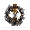 Nearly Natural 24” Halloween Skull in Plaid Mesh Wreath - 2 of 4