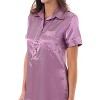 Alexander Del Rossa Women's Satin Nightgown, Boyfriend Style Short Sleeve Sleep Shirt - 3 of 3