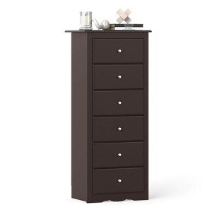 Costway 6 Drawer Chest Dresser Clothes Storage Bedroom Tall Furniture Cabinet - 1 of 4