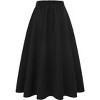 Women's Plaid Wool Skirt - Elastic Waist A-Line Pleated Tartan Long Skirt Long Pure Black - 2 of 4