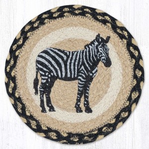 Earth Rugs Zebra Silhouette Printed Round Jute Trivet – 10" Safari Wildlife Accent with Heat-Resistant Eco-Friendly Braided Construction - 1 of 3