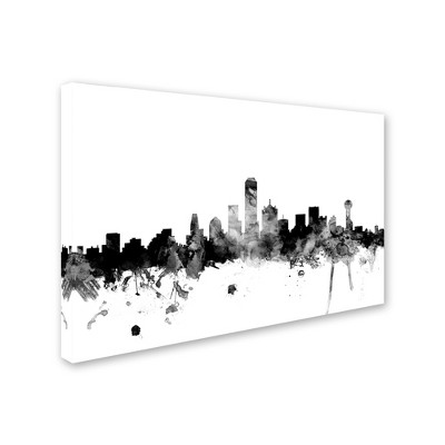 Trademark Fine Art -Michael Tompsett 'Dallas Texas Skyline B&W' Canvas Art