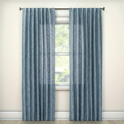 84"x54" Textured Weave Back Tab Window Curtain Panel Blue - Threshold™