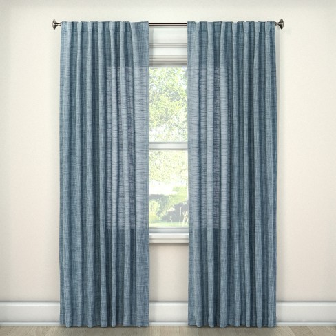 Textured Weave Back Tab Window Curtain Panel Blue 54 X84