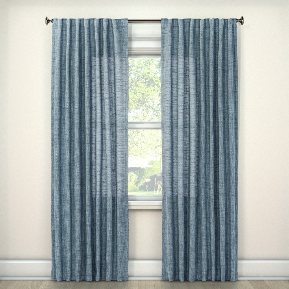 95x54 Textured Weave Back Tab Window Curtain Panel Blue - Threshold was $29.99 now $14.99 (50.0% off)